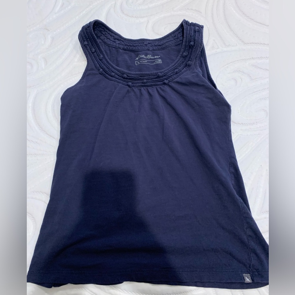 Eddie Bauer Navy Knotted Neckline Tank Top Size XSmall